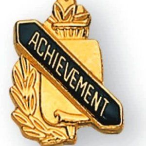 Achievement lapel pin tie tack black enamel on gold. 1" multiple available